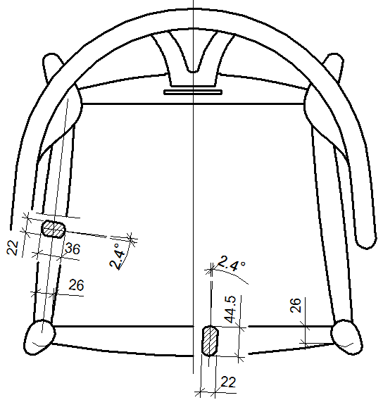 ダイニングチェア CH24 (Y-チェア)：上面寸法画像