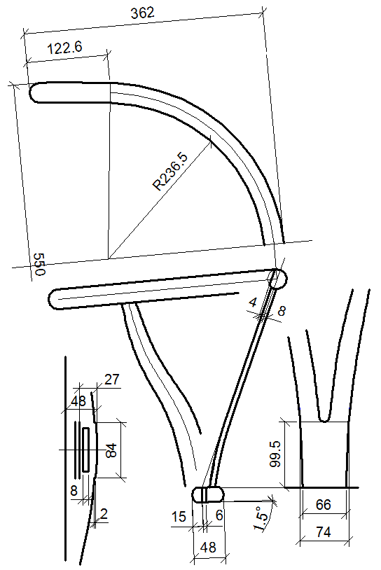 ダイニングチェア CH24 (Y-チェア)：部分寸法画像