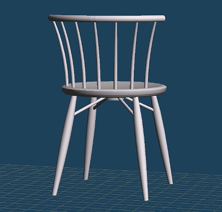 3D モデリング サイドチェア後面